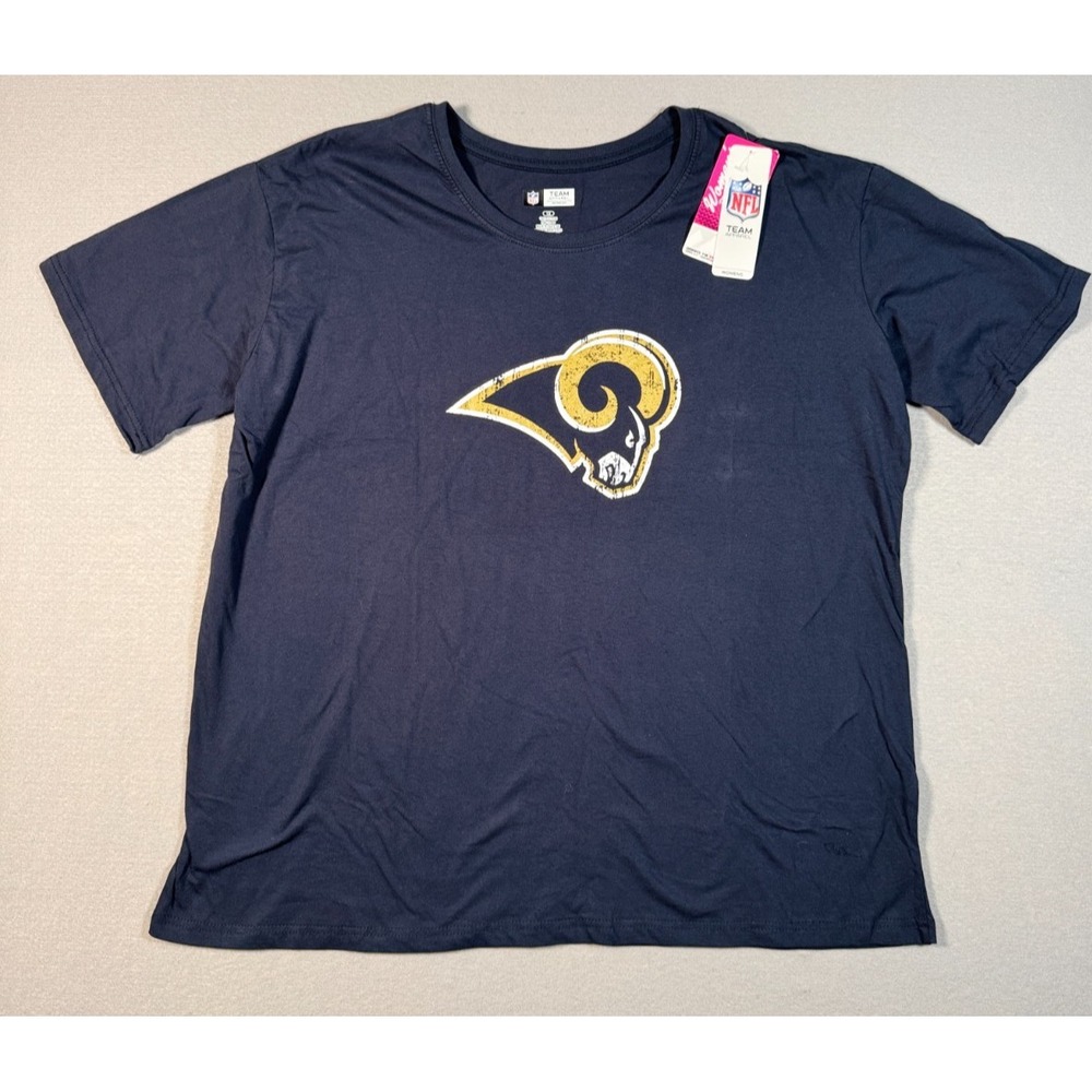 Los Angeles Rams Majestic Women's T-Shirt - Blue - Size 1X - NEW W/Tags - Cotton